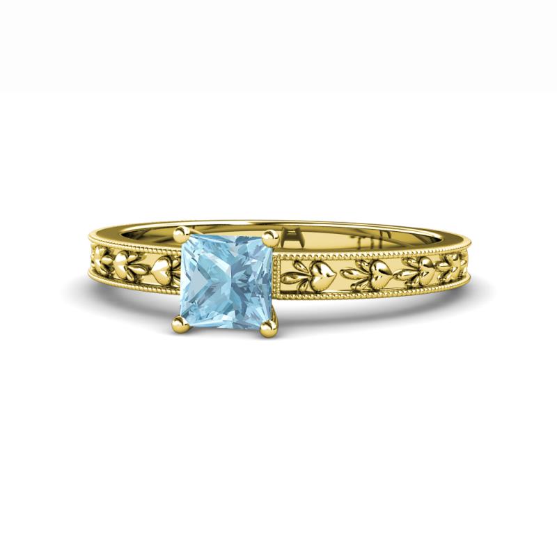 Niah Classic 5.50 mm Princess Cut Aquamarine Solitaire Engagement Ring 