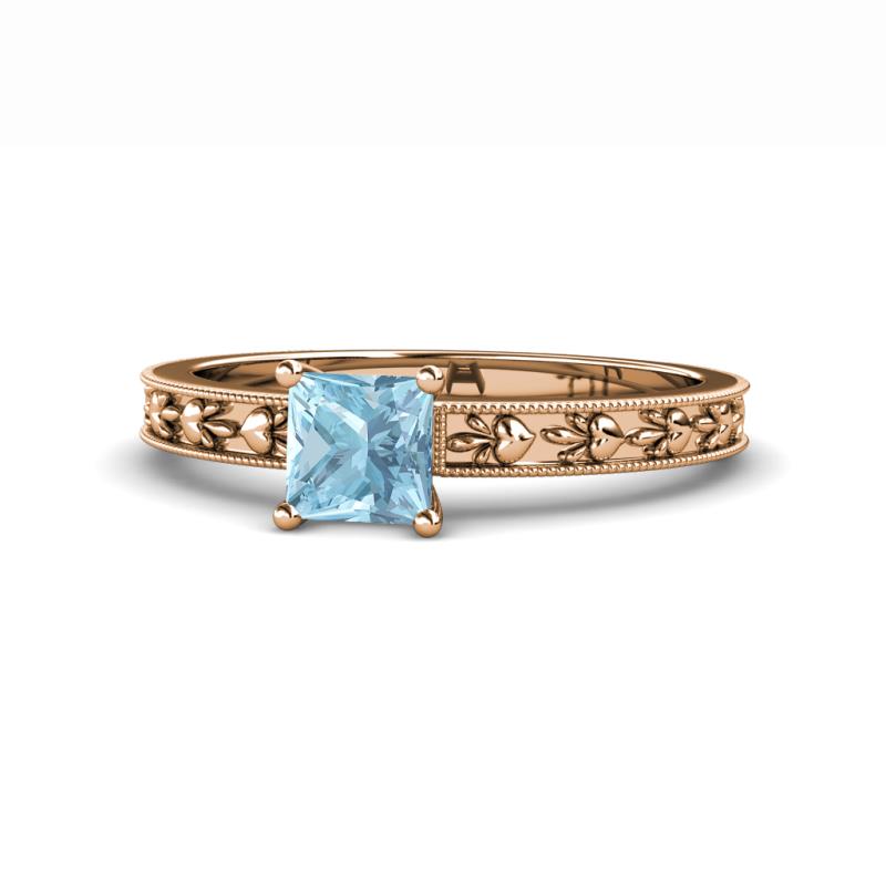 Niah Classic 5.50 mm Princess Cut Aquamarine Solitaire Engagement Ring 