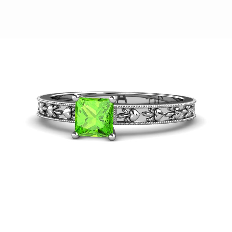 Niah Classic 5.50 mm Princess Cut Peridot Solitaire Engagement Ring 