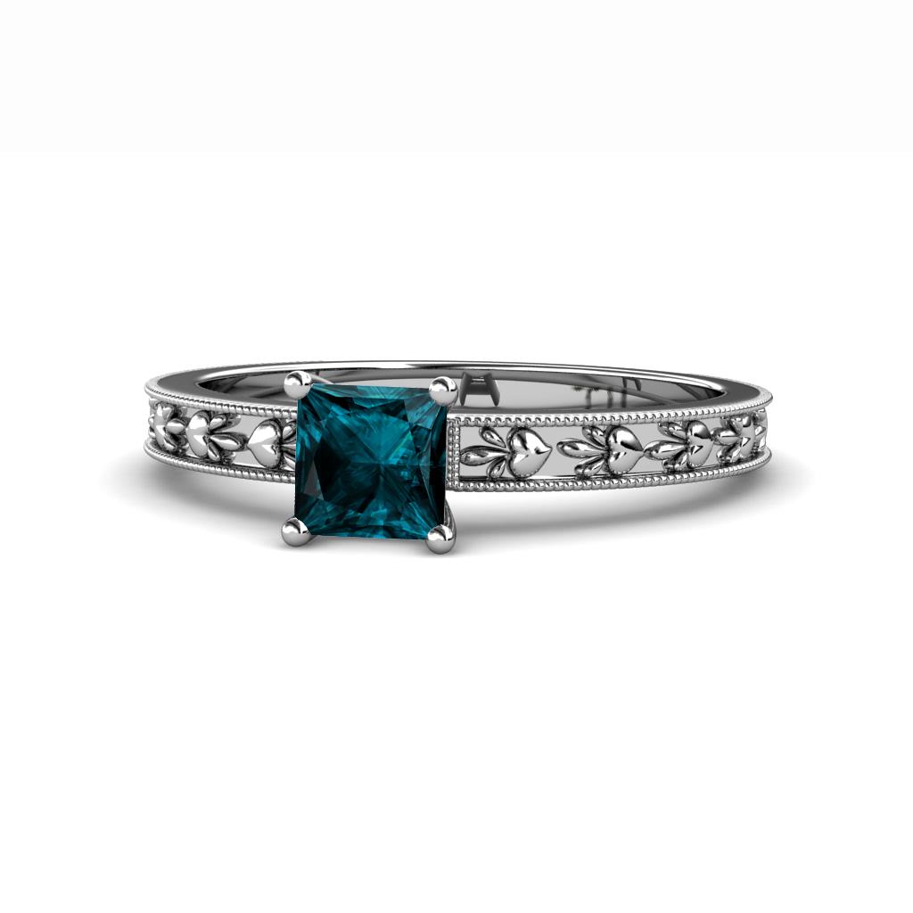 Niah Classic 5.50 mm Princess Cut London Blue Topaz Solitaire Engagement Ring 