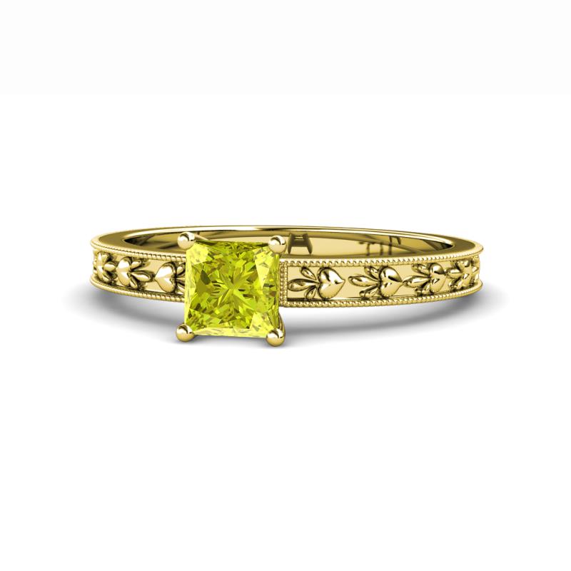 Niah Classic 5.50 mm Princess Cut Yellow Diamond Solitaire Engagement Ring 