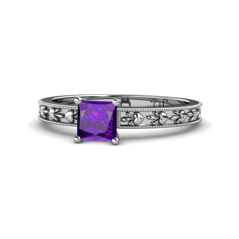 Niah Classic 5.50 mm Princess Cut Amethyst Solitaire Engagement Ring 