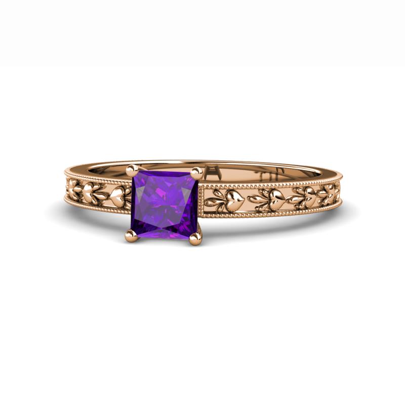 Niah Classic 5.50 mm Princess Cut Amethyst Solitaire Engagement Ring 