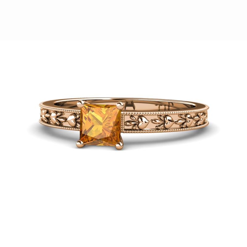 Niah Classic 5.50 mm Princess Cut Citrine Solitaire Engagement Ring 