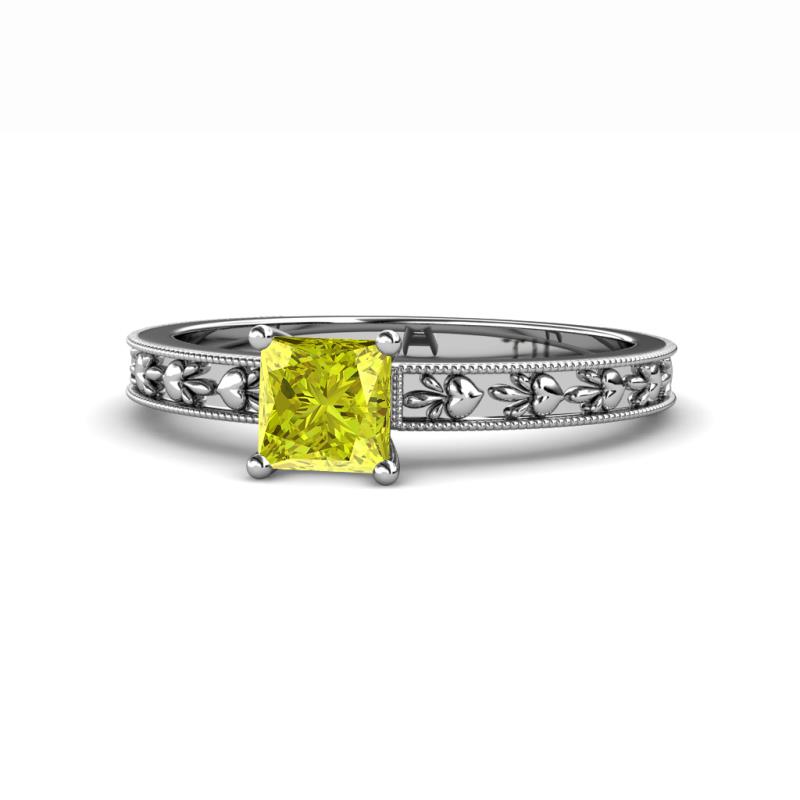 Niah Classic 5.50 mm Princess Cut Yellow Diamond Solitaire Engagement Ring 