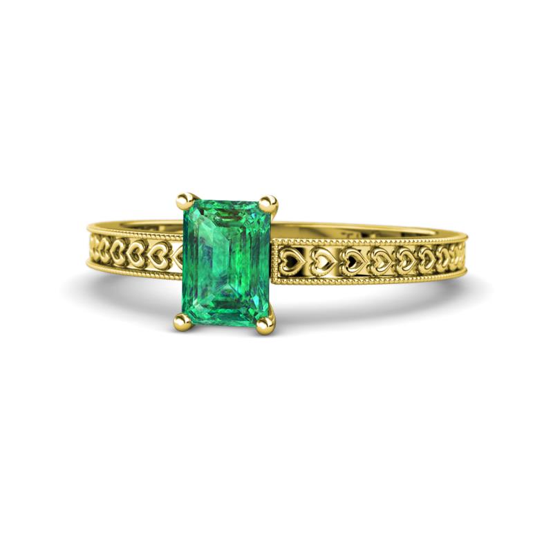 Janina Classic Emerald Cut Emerald Solitaire Engagement Ring 