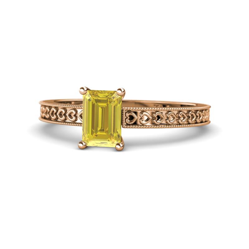 Janina Classic Emerald Cut Yellow Sapphire Solitaire Engagement Ring 