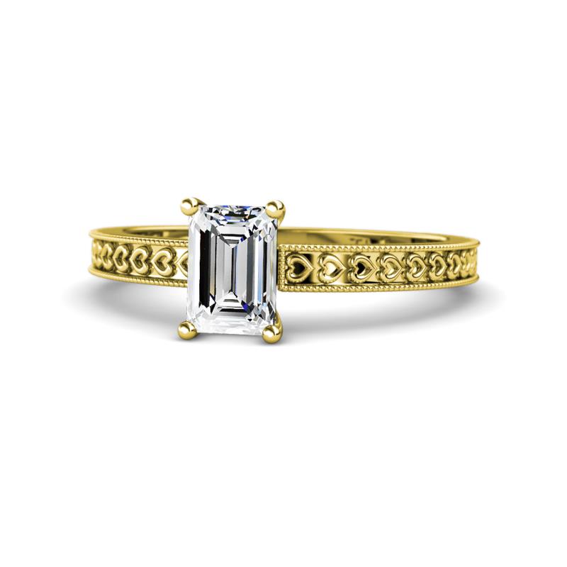 Janina Classic Emerald Cut Diamond Solitaire Engagement Ring 
