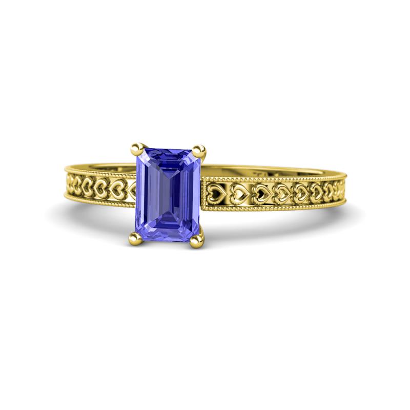 Janina Classic Emerald Cut Tanzanite Solitaire Engagement Ring 