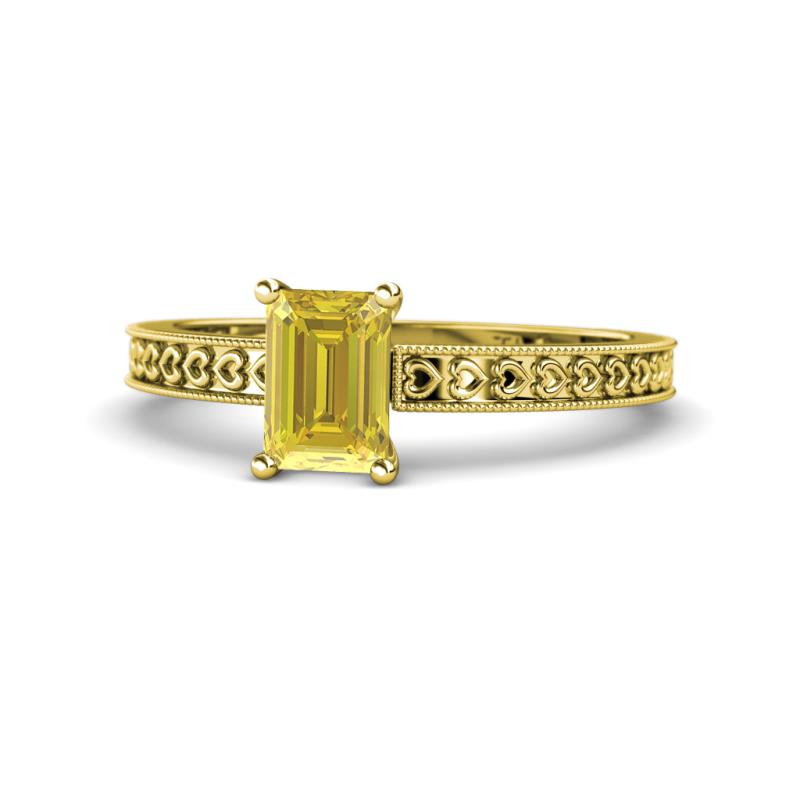 Janina Classic Emerald Cut Yellow Sapphire Solitaire Engagement Ring 