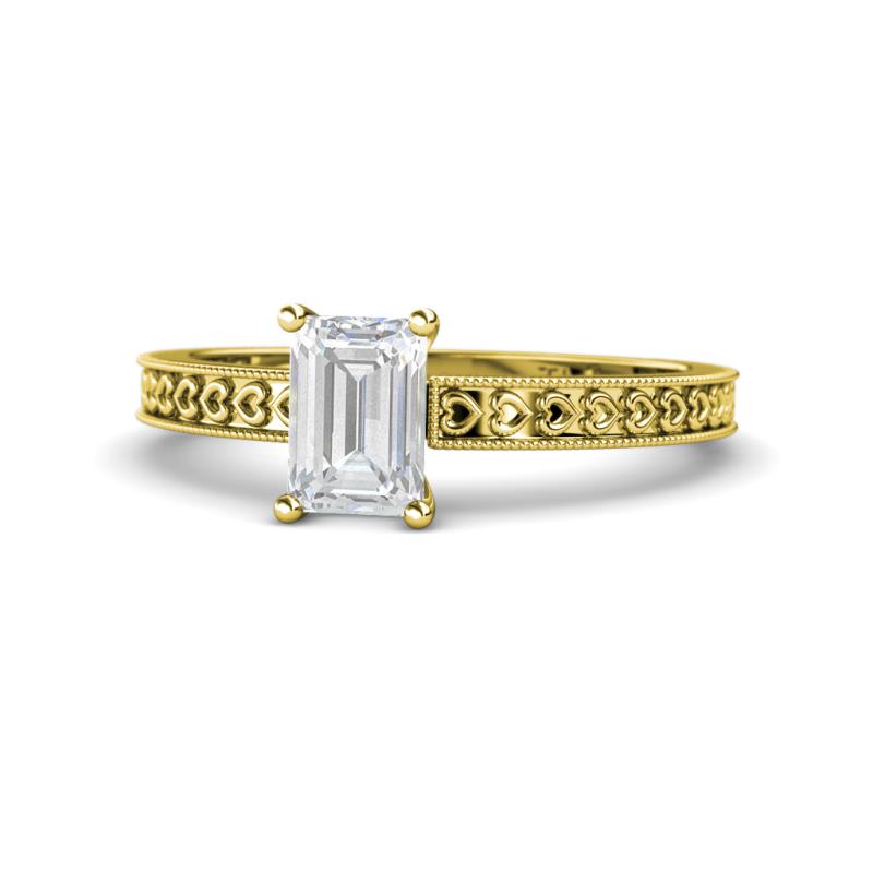 Janina Classic Emerald Cut White Sapphire Solitaire Engagement Ring 