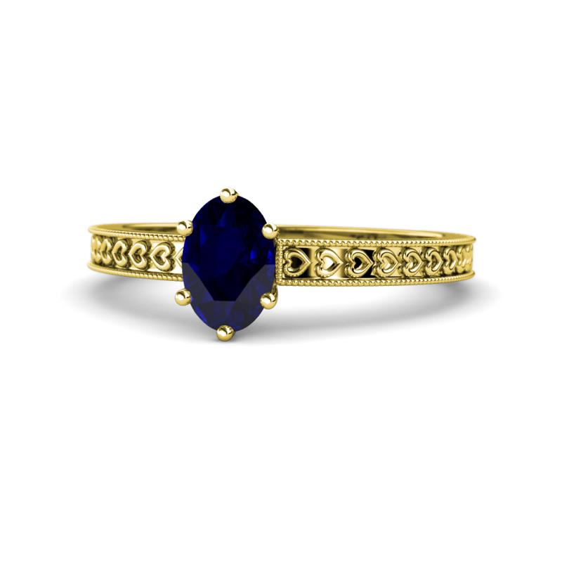 Janina Classic Oval Cut Blue Sapphire Solitaire Engagement Ring 