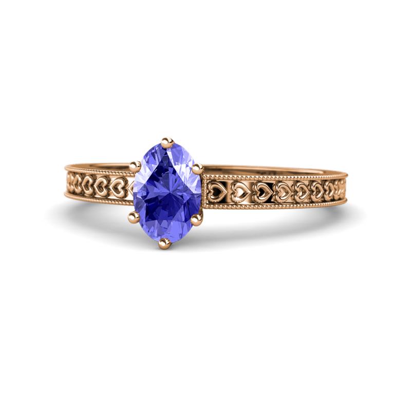 Janina Classic Oval Cut Tanzanite Solitaire Engagement Ring 