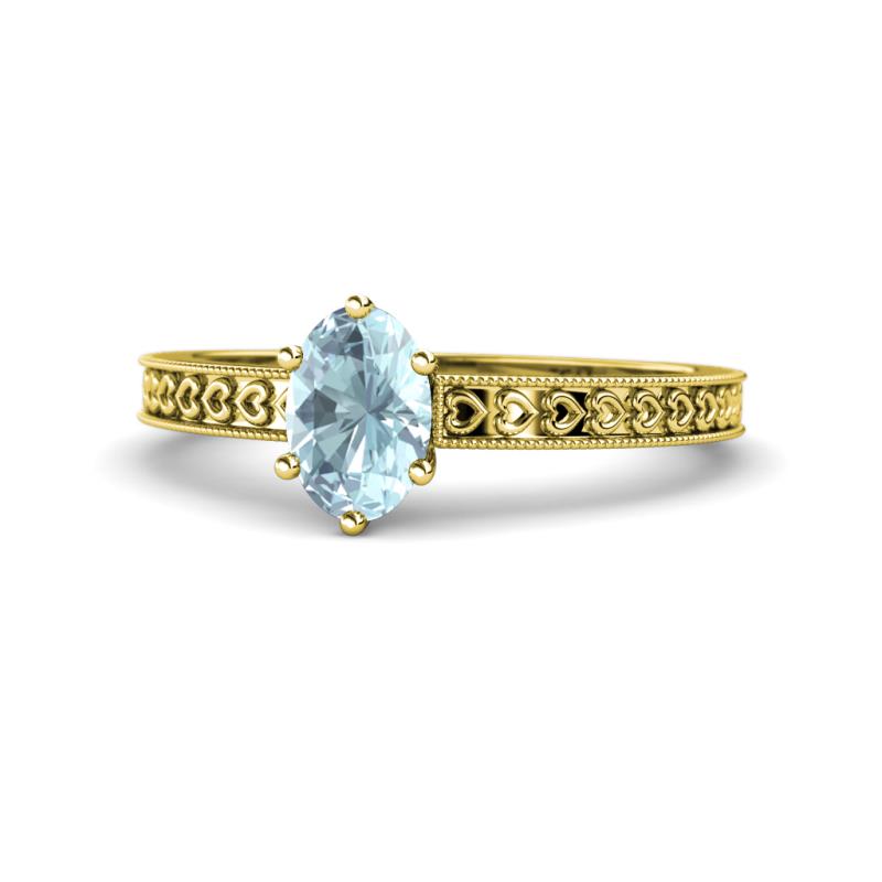 Janina Classic Oval Cut Aquamarine Solitaire Engagement Ring 