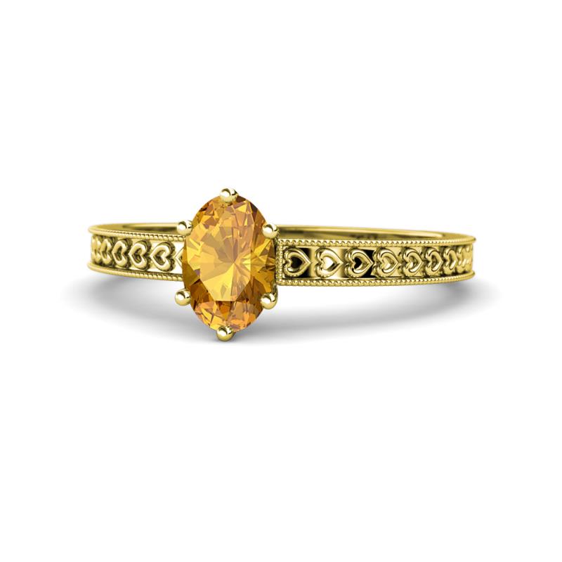 Janina Classic Oval Cut Citrine Solitaire Engagement Ring 