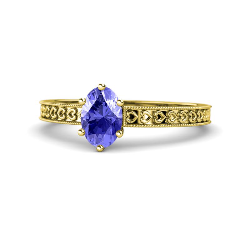Janina Classic Oval Cut Tanzanite Solitaire Engagement Ring 