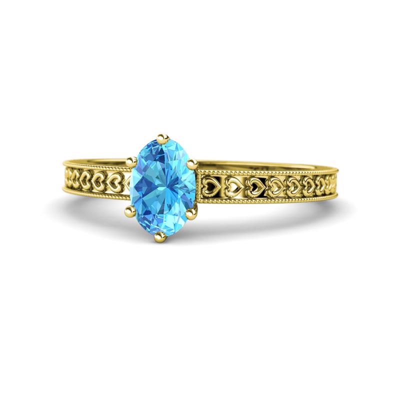 Janina Classic Oval Cut Blue Topaz Solitaire Engagement Ring 