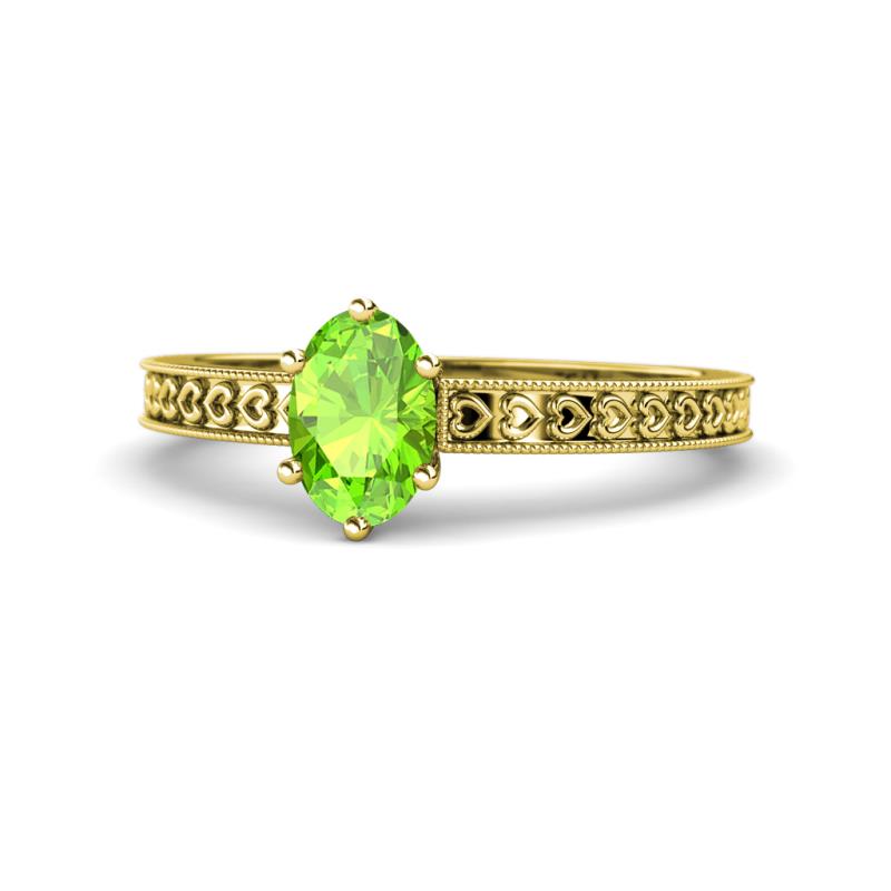 Janina Classic Oval Cut Peridot Solitaire Engagement Ring 