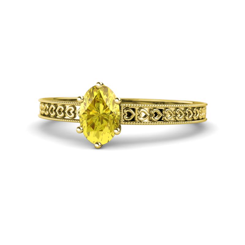 Janina Classic Oval Cut Yellow Sapphire Solitaire Engagement Ring 