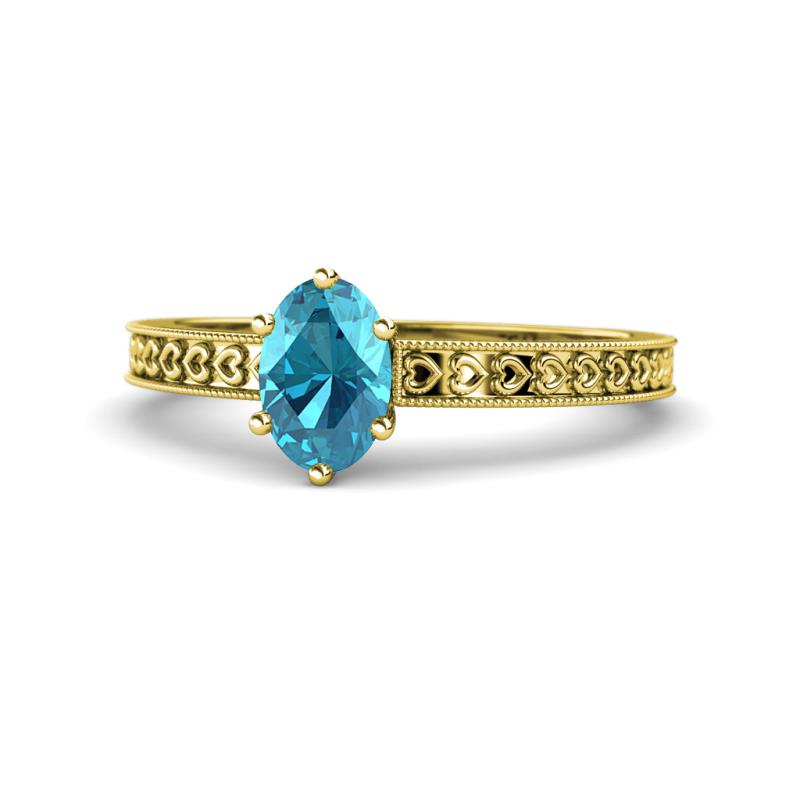 Janina Classic Oval Cut London Blue Topaz Solitaire Engagement Ring 