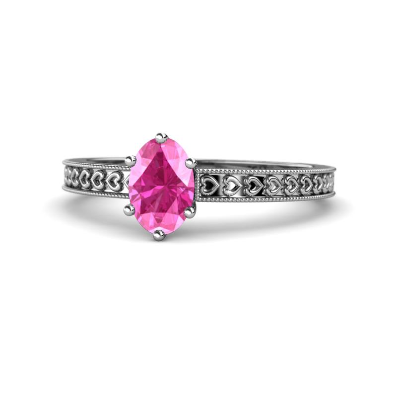 Janina Classic Oval Cut Pink Sapphire Solitaire Engagement Ring 