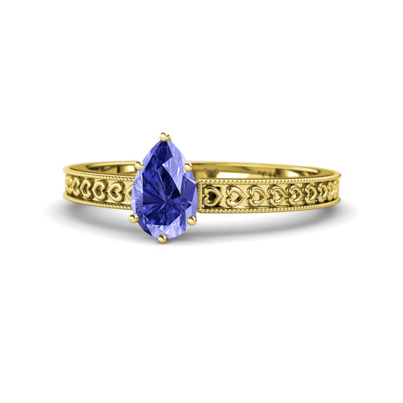 Janina Classic Pear Cut Tanzanite Solitaire Engagement Ring 