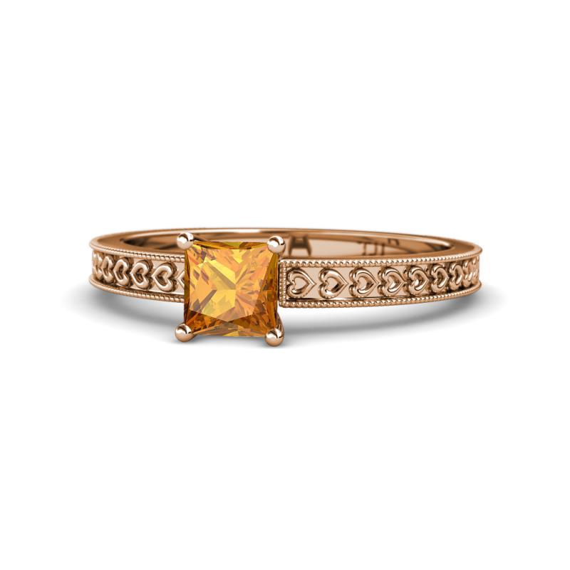 Janina Classic Princess Cut Citrine Solitaire Engagement Ring 