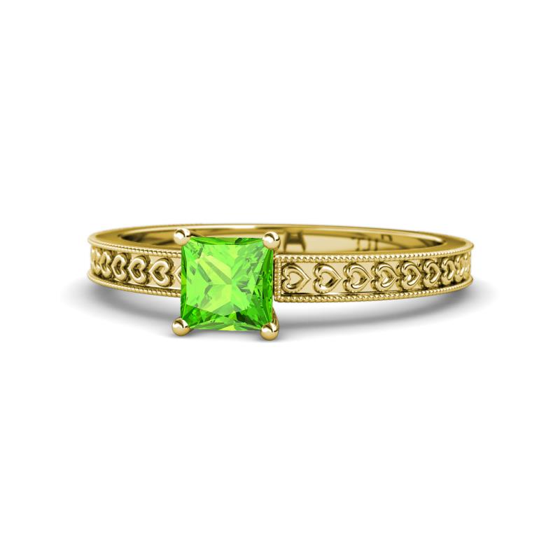 Janina Classic Princess Cut Peridot Solitaire Engagement Ring 