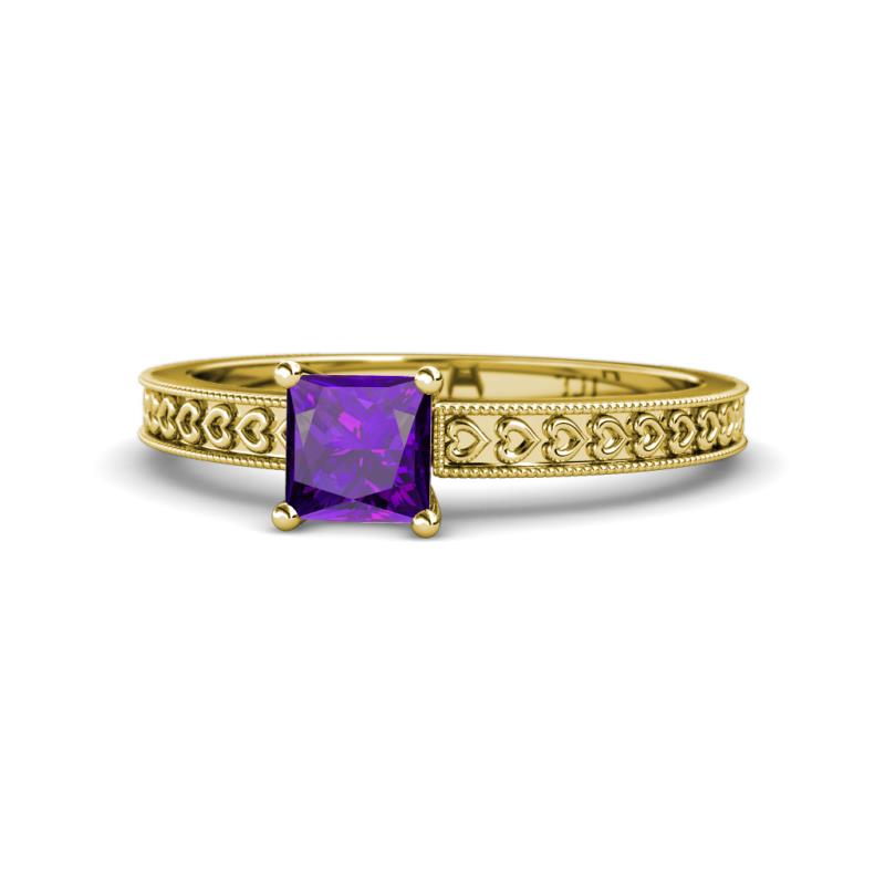 Janina Classic Princess Cut Amethyst Solitaire Engagement Ring 