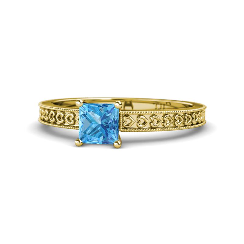 Janina Classic Princess Cut Blue Topaz Solitaire Engagement Ring 