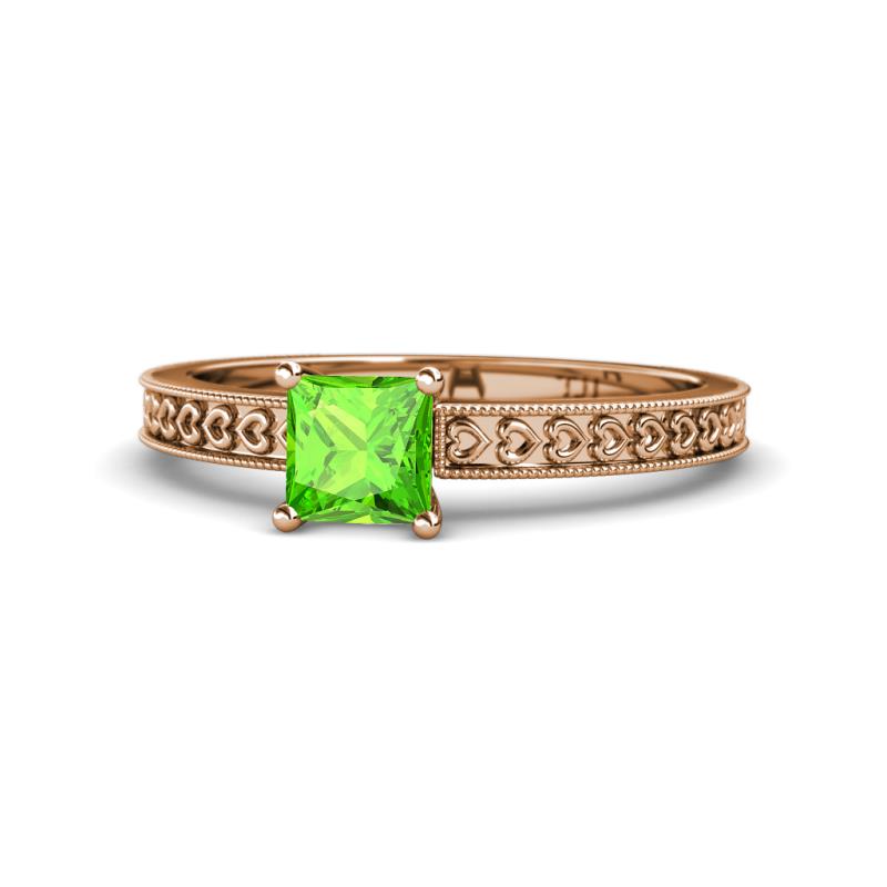 Janina Classic Princess Cut Peridot Solitaire Engagement Ring 
