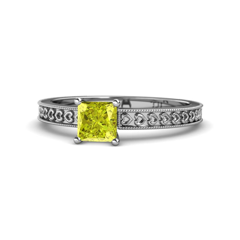 Janina Classic Princess Cut Yellow Diamond Solitaire Engagement Ring 