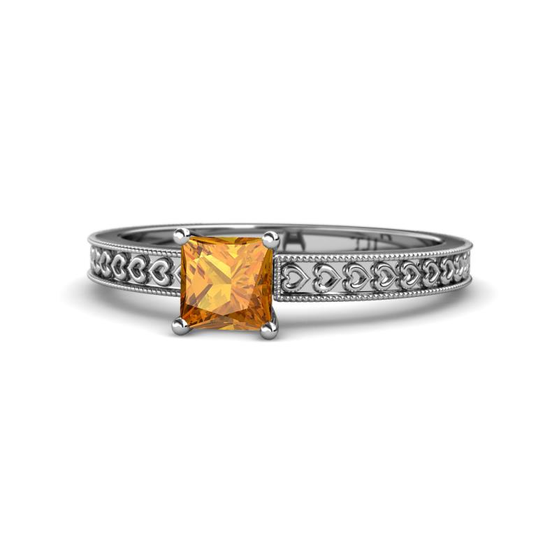 Janina Classic Princess Cut Citrine Solitaire Engagement Ring 