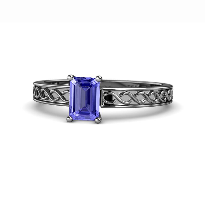Maren Classic 7x5 mm Emerald Cut Tanzanite Solitaire Engagement Ring 