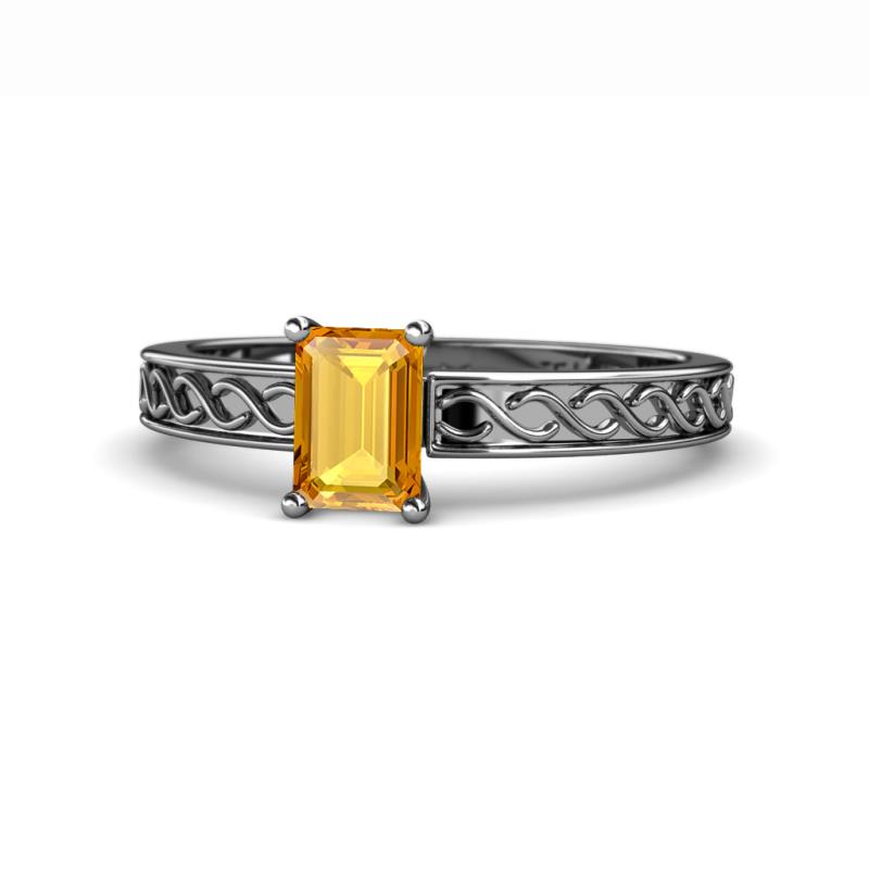 Maren Classic 7x5 mm Emerald Cut Citrine Solitaire Engagement Ring 