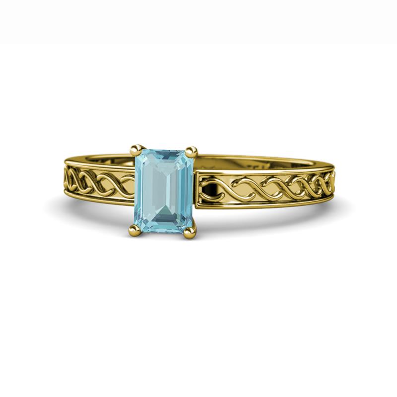 Maren Classic 7x5 mm Emerald Cut Aquamarine Solitaire Engagement Ring 