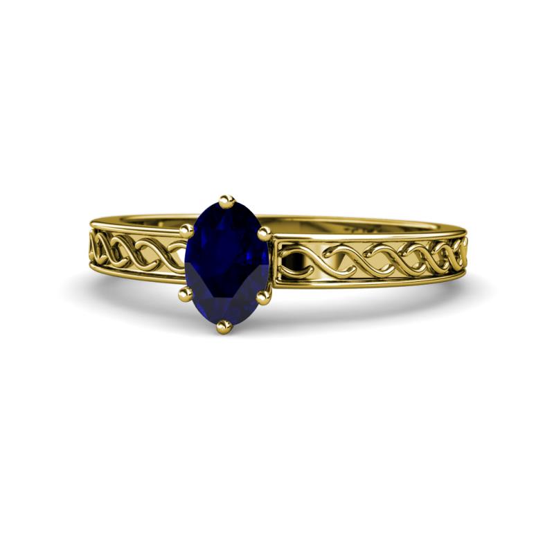 Maren Classic 7x5 mm Oval Shape Blue Sapphire Solitaire Engagement Ring 