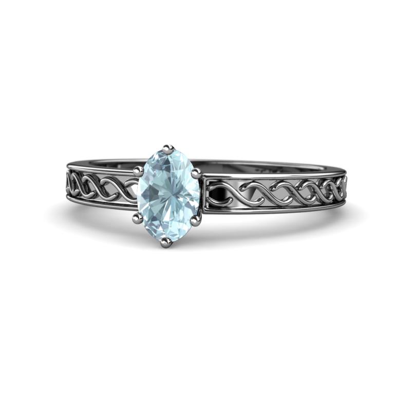 Maren Classic 7x5 mm Oval Shape Aquamarine Solitaire Engagement Ring 