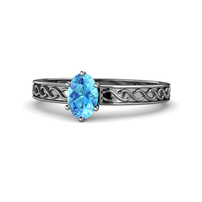 Maren Classic 7x5 mm Oval Shape Blue Topaz Solitaire Engagement Ring 