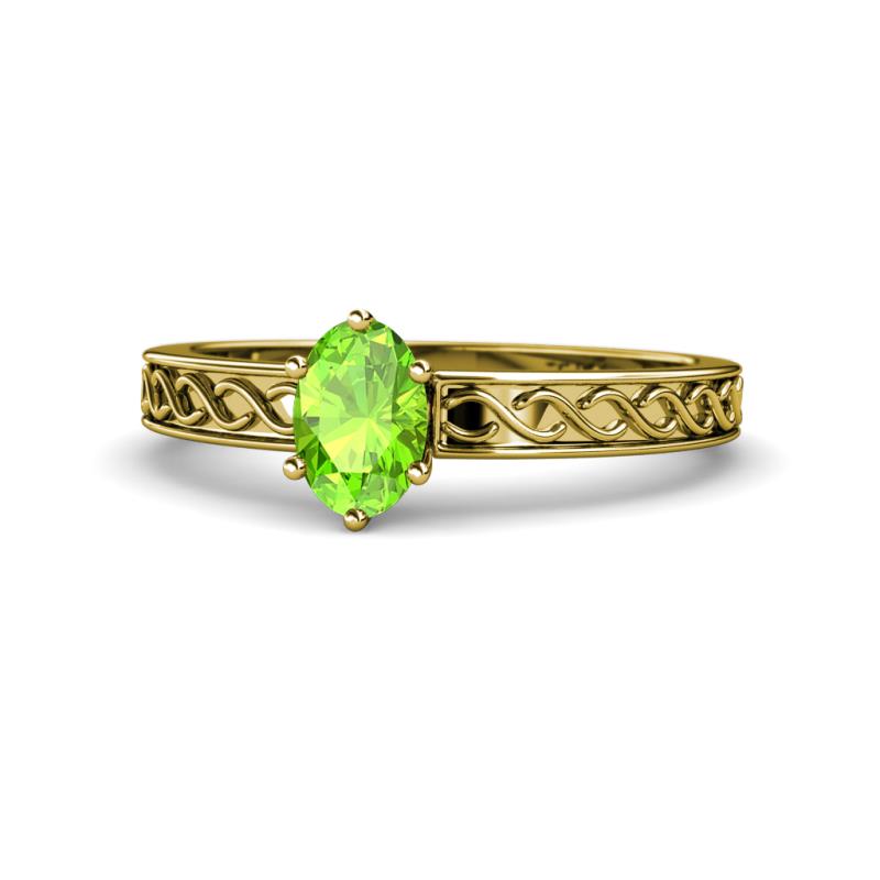 Maren Classic 7x5 mm Oval Shape Peridot Solitaire Engagement Ring 