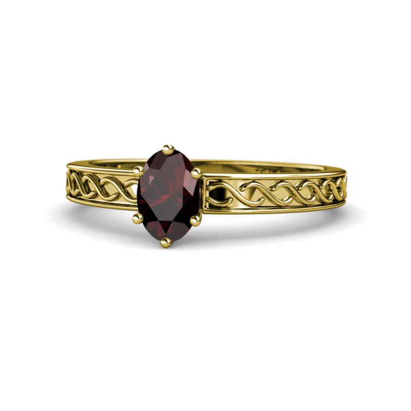 Maren Classic 7x5 mm Oval Shape Red Garnet Solitaire Engagement Ring 