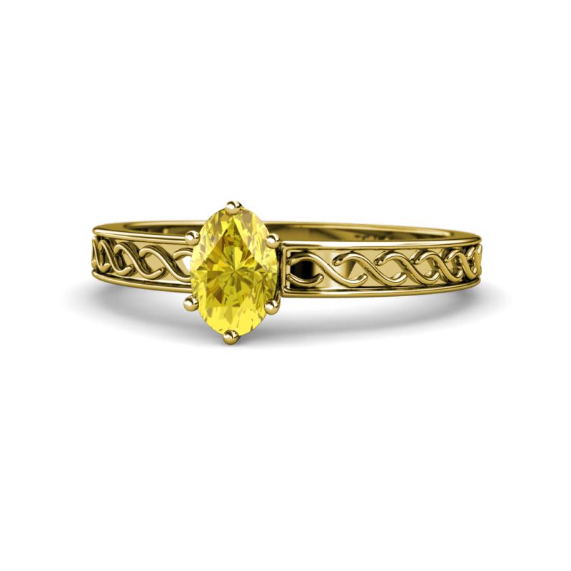 Maren Classic 7x5 mm Oval Shape Yellow Sapphire Solitaire Engagement Ring 