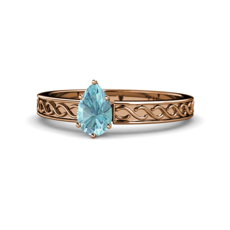 Maren Classic 7x5 mm Pear Shape Aquamarine Solitaire Engagement Ring 