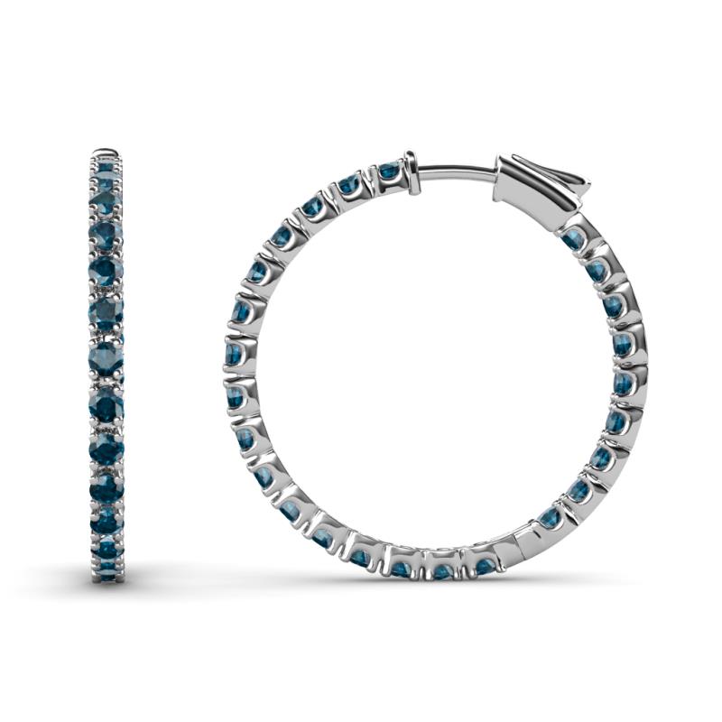 Melissa 1.00 ctw (1.70 mm) Inside Outside Round Blue Diamond Eternity Hoop Earrings 