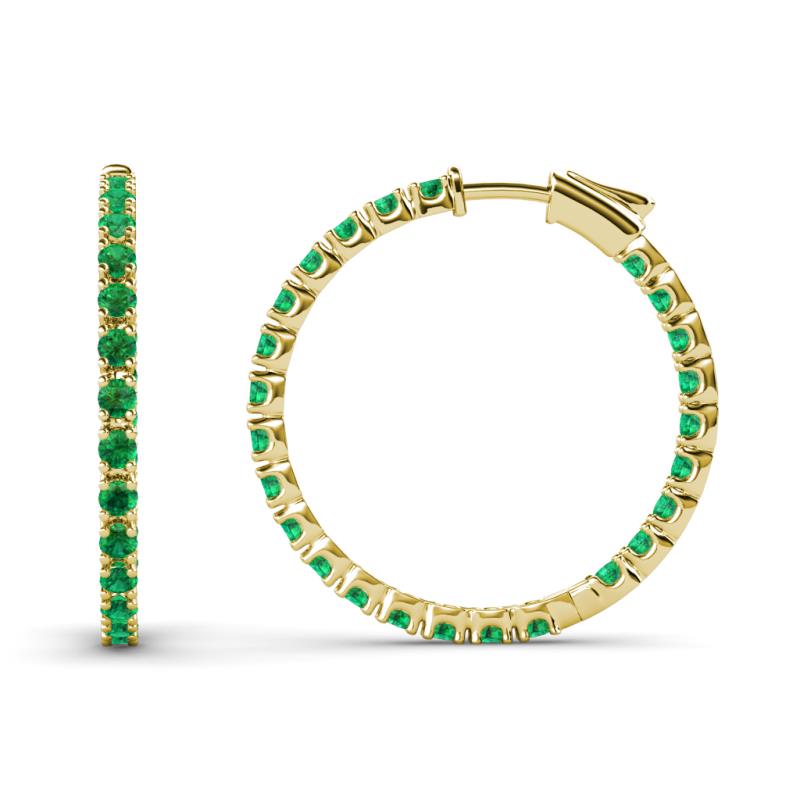 Melissa 0.80 ctw (1.70 mm) Inside Outside Round Emerald Eternity Hoop Earrings 