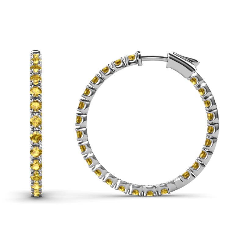 Melissa 0.80 ctw (1.70 mm) Inside Outside Round Citrine Eternity Hoop Earrings 
