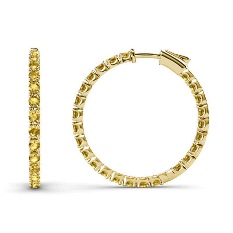 Melissa 0.80 ctw (1.70 mm) Inside Outside Round Citrine Eternity Hoop Earrings 