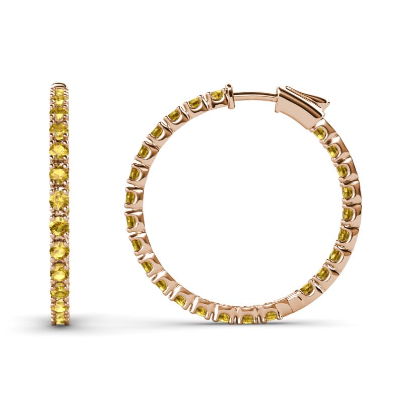 Melissa 0.80 ctw (1.70 mm) Inside Outside Round Citrine Eternity Hoop Earrings 