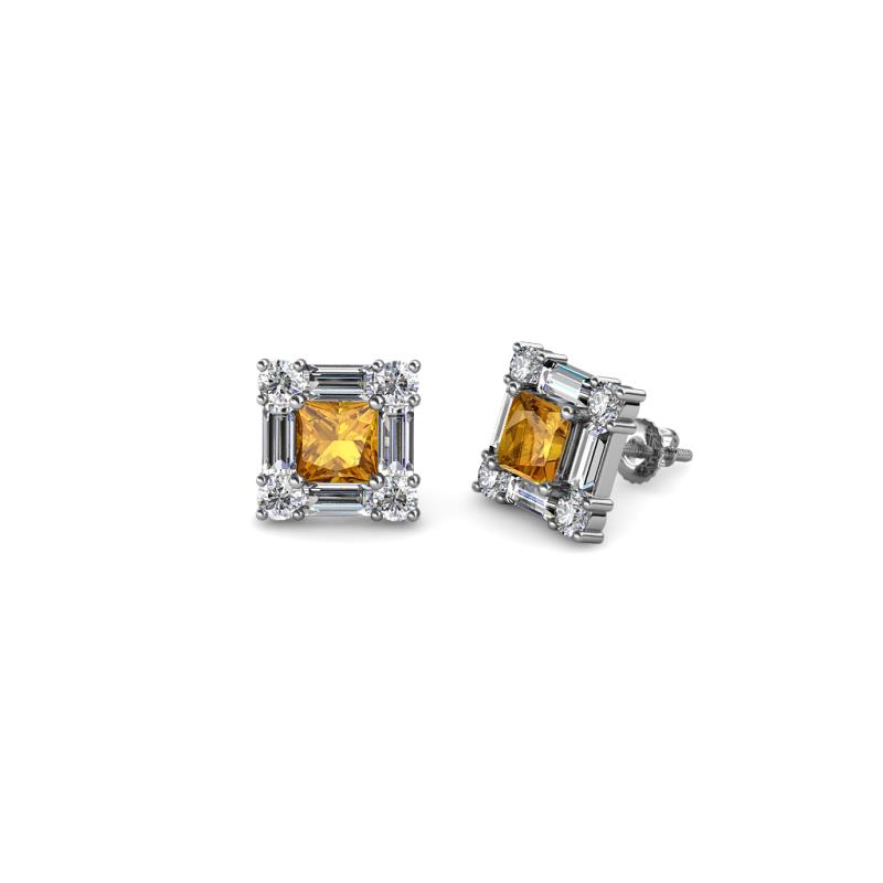 Katheryn Citrine and Diamond Halo Stud Earrings 