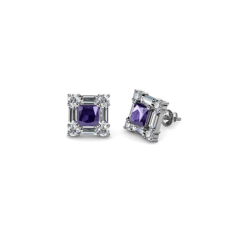 Katheryn Iolite and Diamond Halo Stud Earrings 